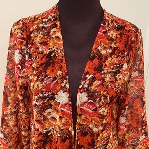 Say What? Red Floral 3/4 Sleeve High-Low Kimono